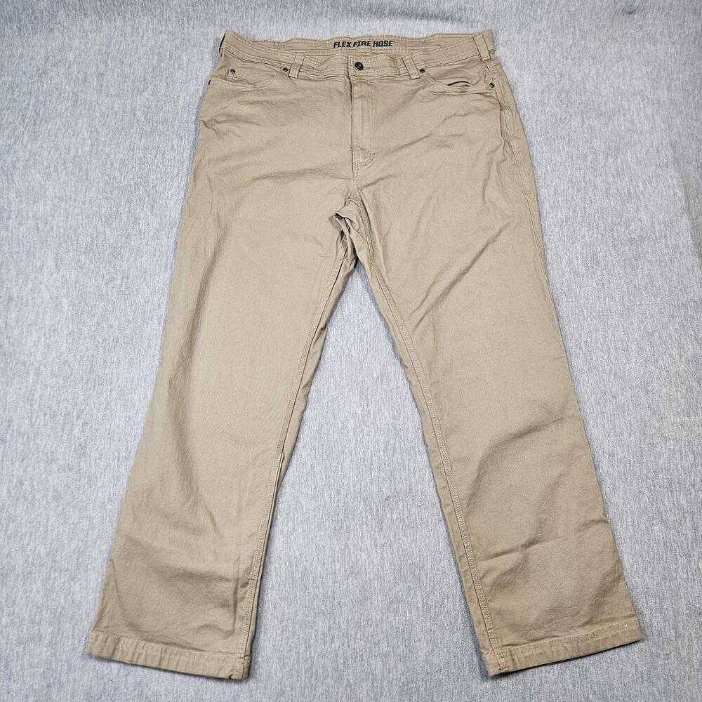 Duluth Pants Mens 42x32 Beige Flex Fire Hose Relaxed Fit Work Khaki 5-Pocket